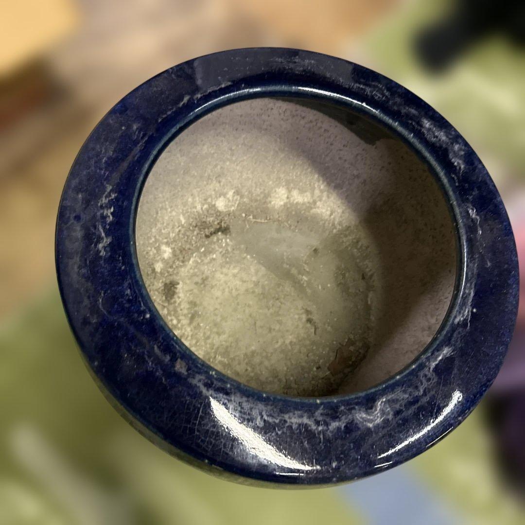 濃紺 陶器 火鉢 丸型 40cm