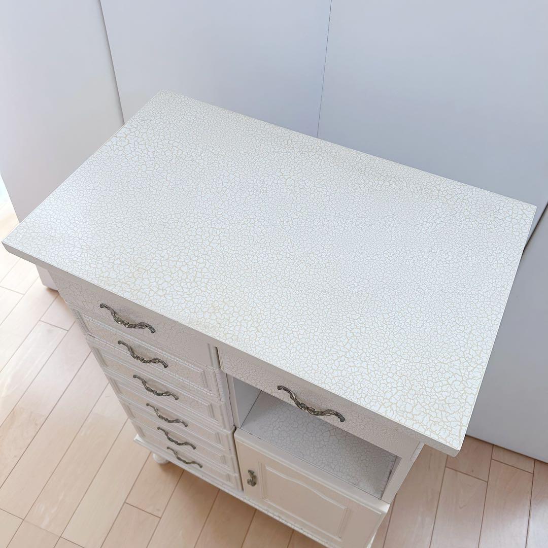 猫脚　フレンチアンティーク　クラック加工　姫家具　ロココ調　サイドチェスト　希少