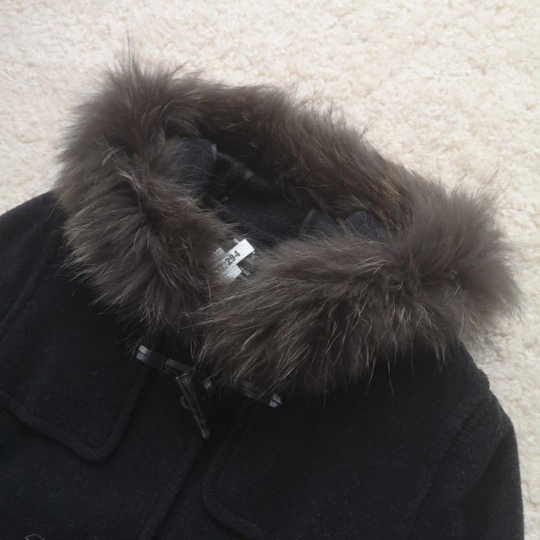 23区　44　大きいサイズ　ラクーンファー付きダッフルコート　ダークグレー