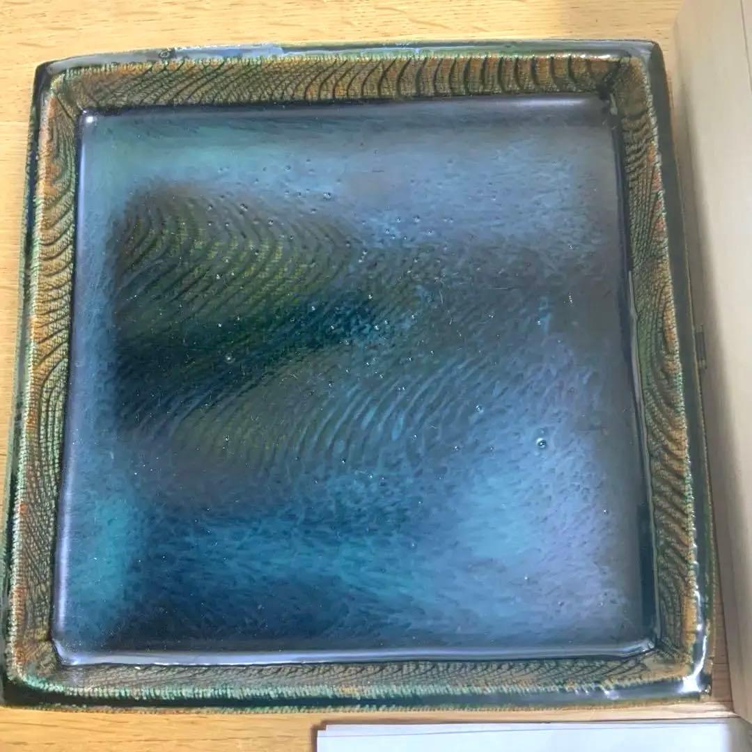 ￼22,000円　金谷ホテル創業150周年記念　益子焼　織部　角皿　限定品