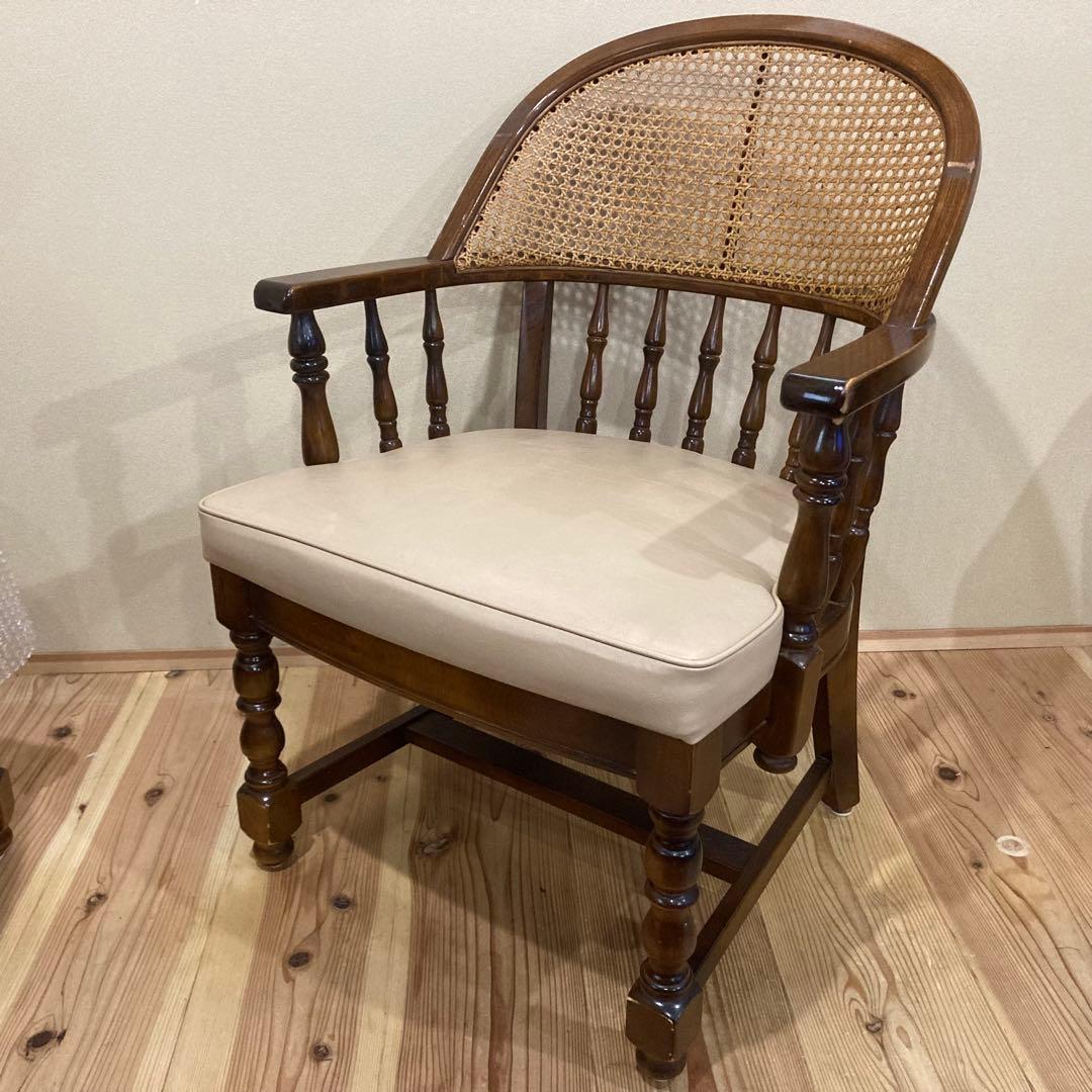 ② 【希少品】 オールド カリモク karimoku アームチェア　ラタン