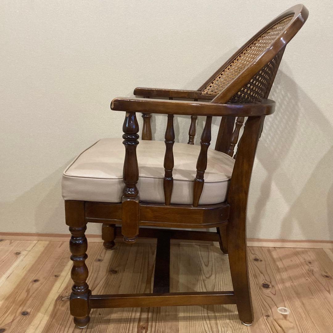 ② 【希少品】 オールド カリモク karimoku アームチェア　ラタン