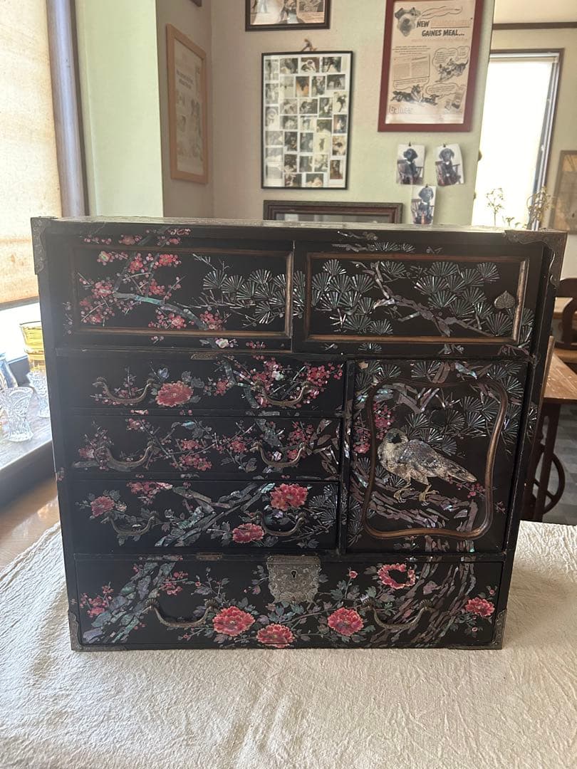② 螺鈿細工　小箪笥　アンティーク　難あり