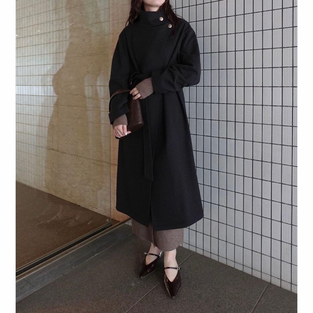 完売品 ラグナムーン ウールジャージスタンドカラーコート