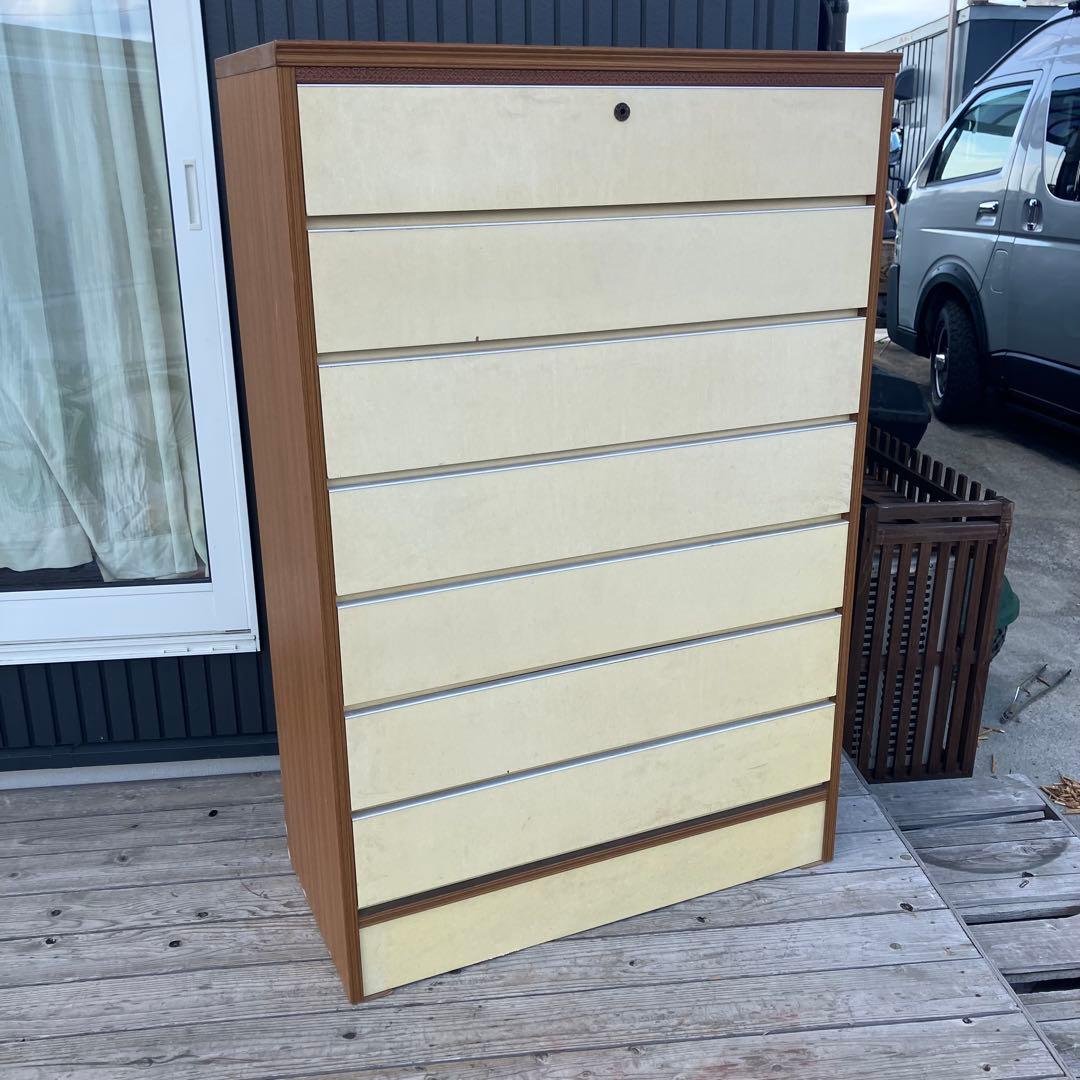 昭和レトロ レトロポップ 木製チェスト 7段タンス 古家具 古道具 ビンテージ