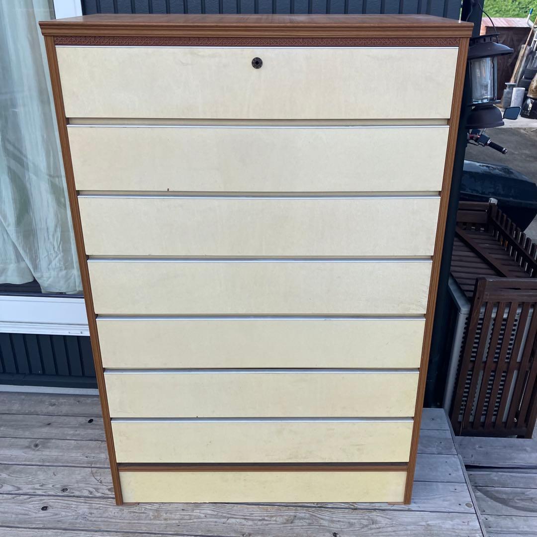 昭和レトロ レトロポップ 木製チェスト 7段タンス 古家具 古道具 ビンテージ