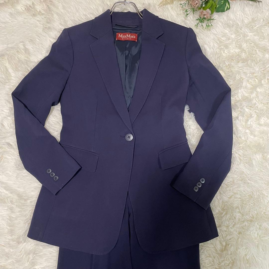 【美品】マックスマーラ　セットアップ　パンツ　スーツ　ネイビー　38