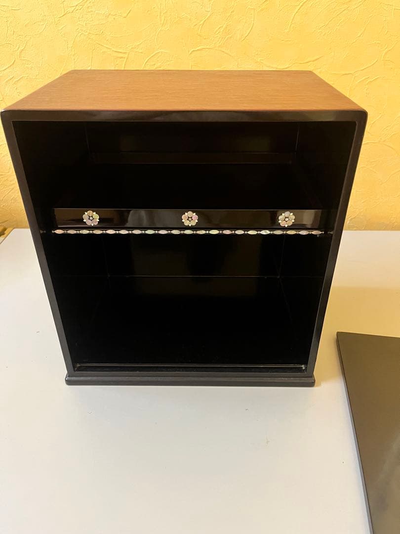 螺鈿細工 黒漆飾り棚 小物収納箱 竹文様 和室インテリア