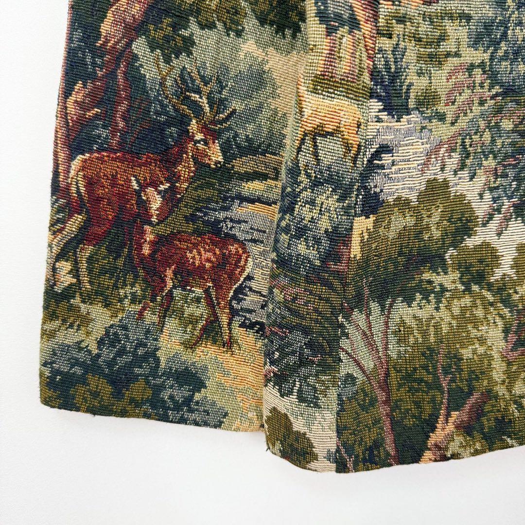 カナダ製 シカ アニマル柄 ジャガード織 ゴブランジャケット S644b