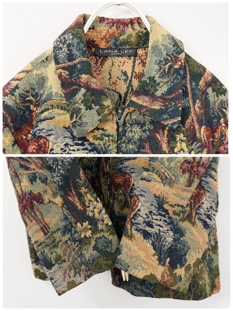 カナダ製 シカ アニマル柄 ジャガード織 ゴブランジャケット S644b