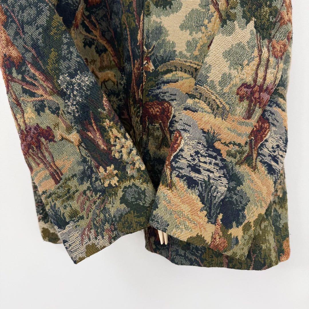 カナダ製 シカ アニマル柄 ジャガード織 ゴブランジャケット S644b