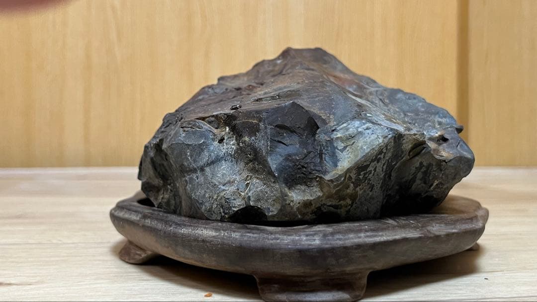 天然石 水石 陶器台座付き 約30cm