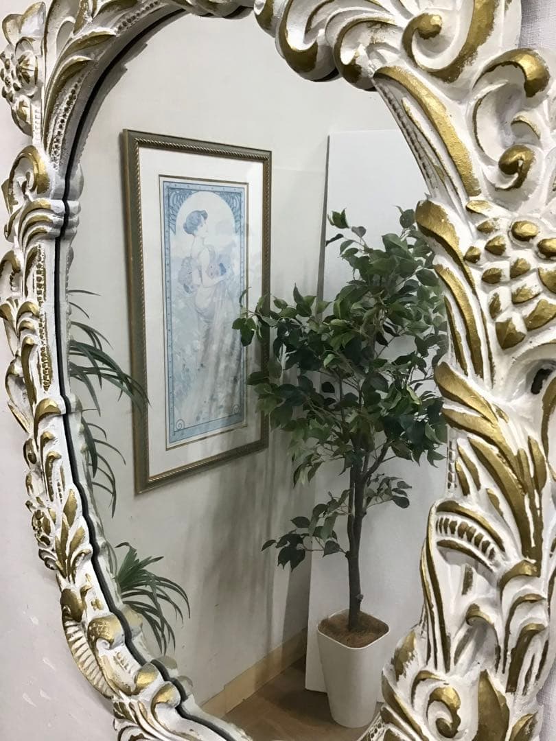 管966☆イタリア製☆アンティーク☆ウォールミラー☆壁掛け鏡