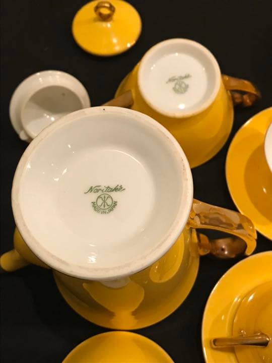 オールドノリタケの素晴らしいコーヒーポットセット　コーヒーカップ、ソーサー７客