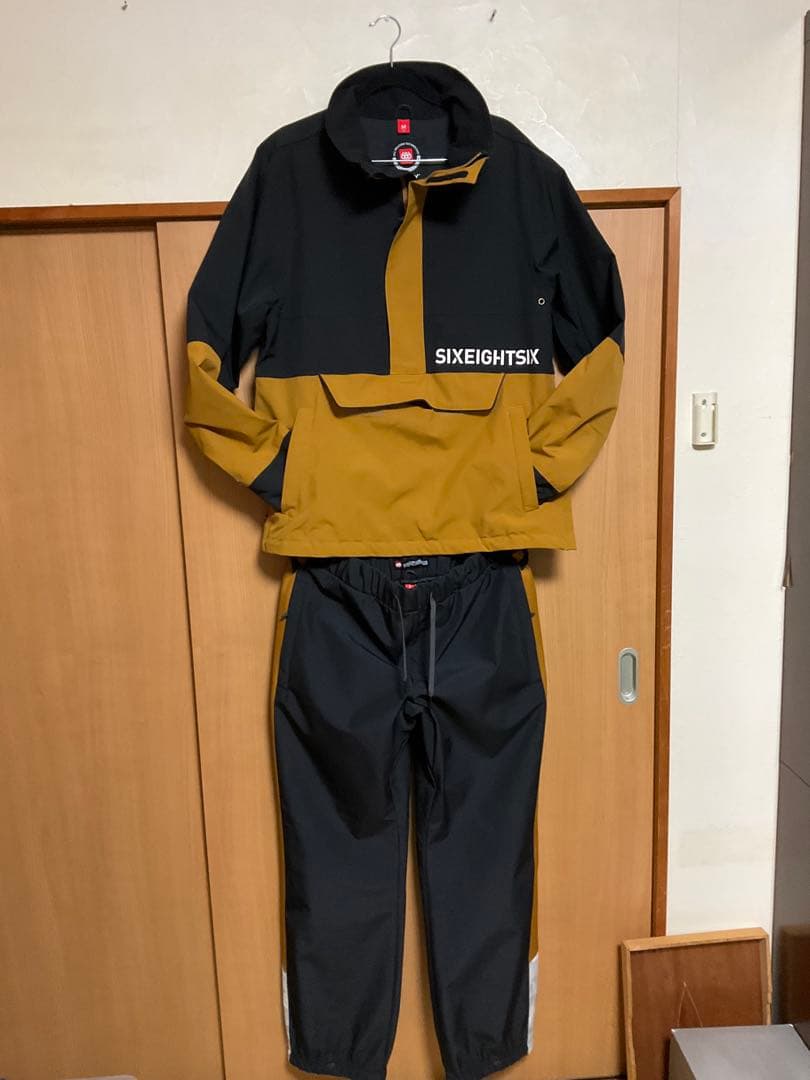 686 SIXEIGHTSIX スノーボードウェア 黒/茶　ウエアM パンツL