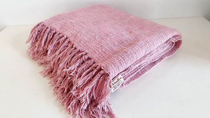 レアFabindia ファブインディア サーモンピンクマルチカバー150×250