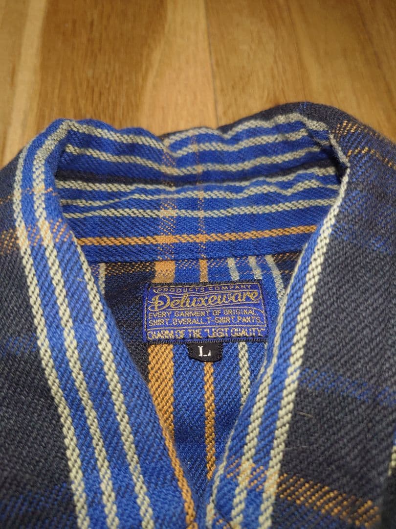 DELUXEWARE 長袖ヘビーネルシャツ“CLEVER NAVY” HV-45