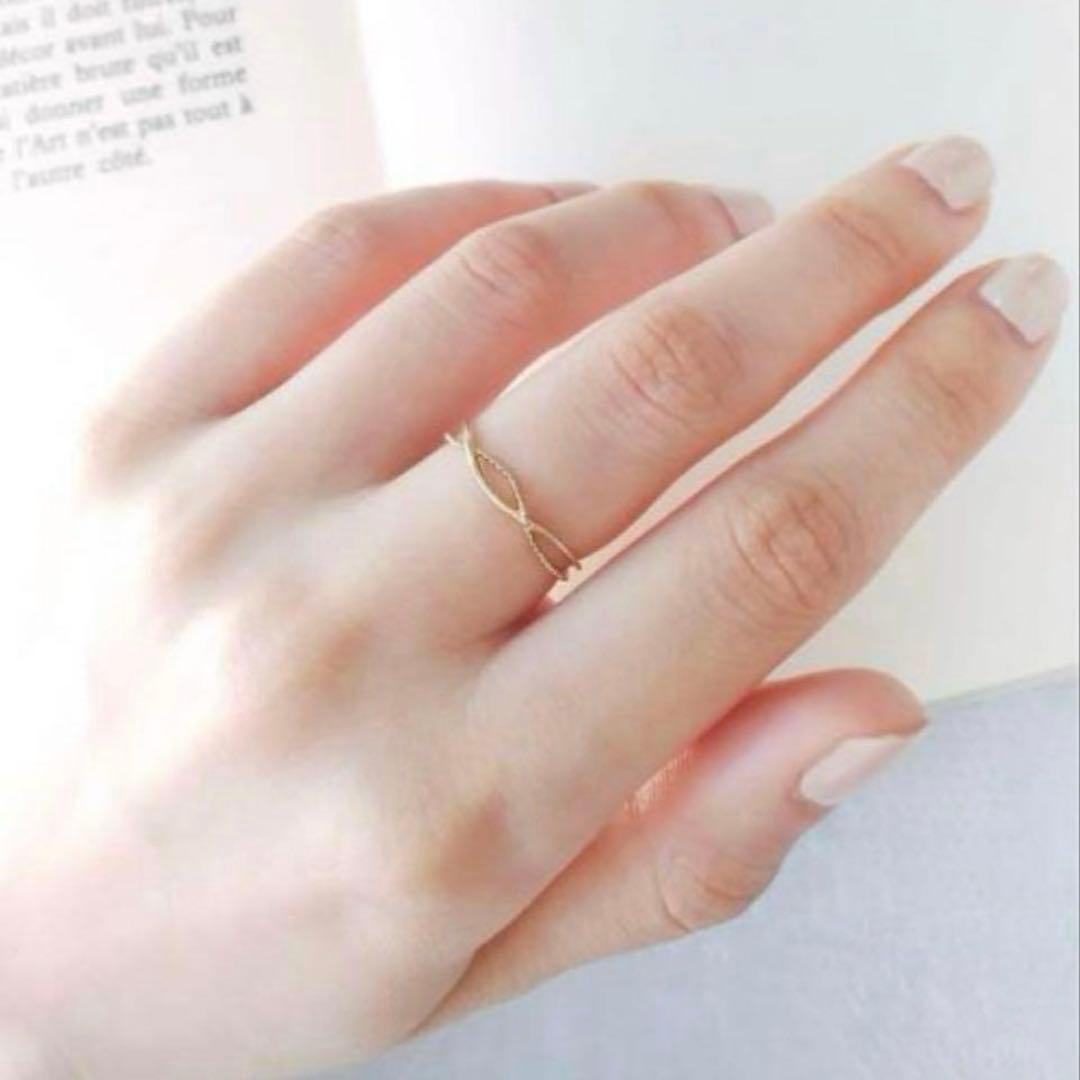 NOIR DE POUPEE K10 シンプル クロスライン レイヤードリング