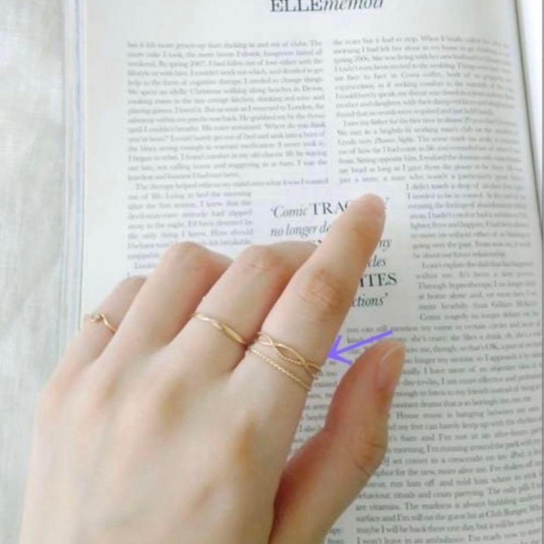 NOIR DE POUPEE K10 シンプル クロスライン レイヤードリング