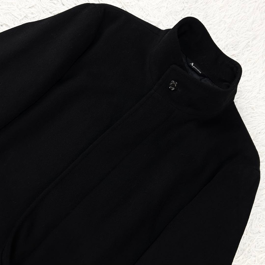 極美品 近年モデル カシミヤ混 光沢 アクアスキュータム スタンドカラーコート