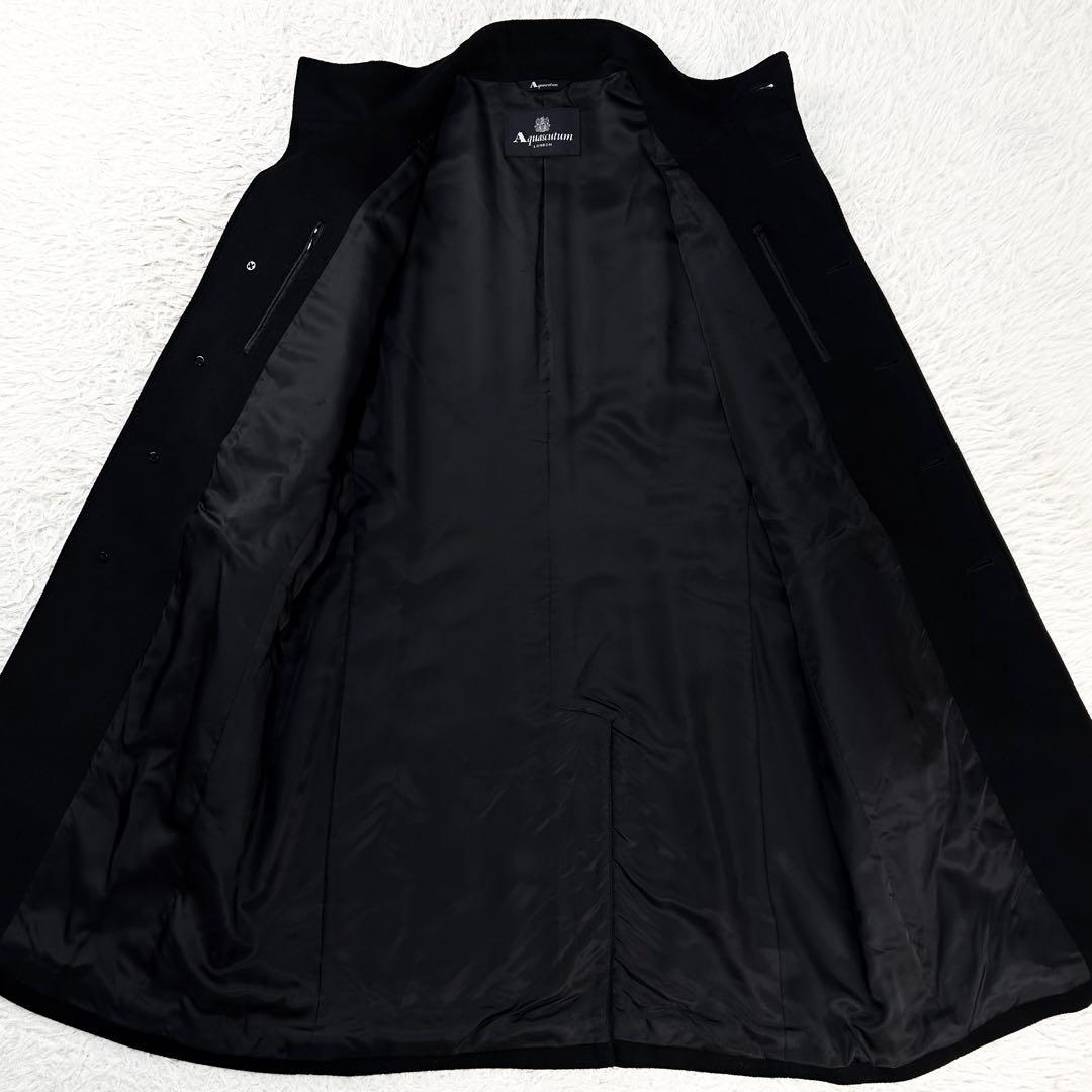極美品 近年モデル カシミヤ混 光沢 アクアスキュータム スタンドカラーコート