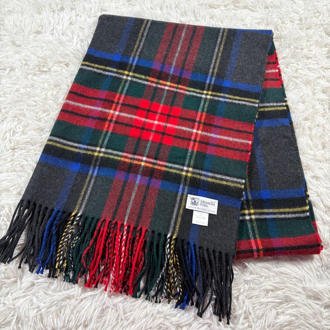 ジョンストンズ　カシミヤ100%　大判ストール　チャコール　国内正規品　日本限定