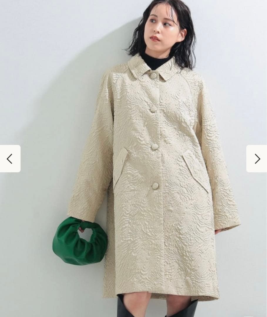 Ray BEAMS / フクレ ジャカード ステンカラーコート