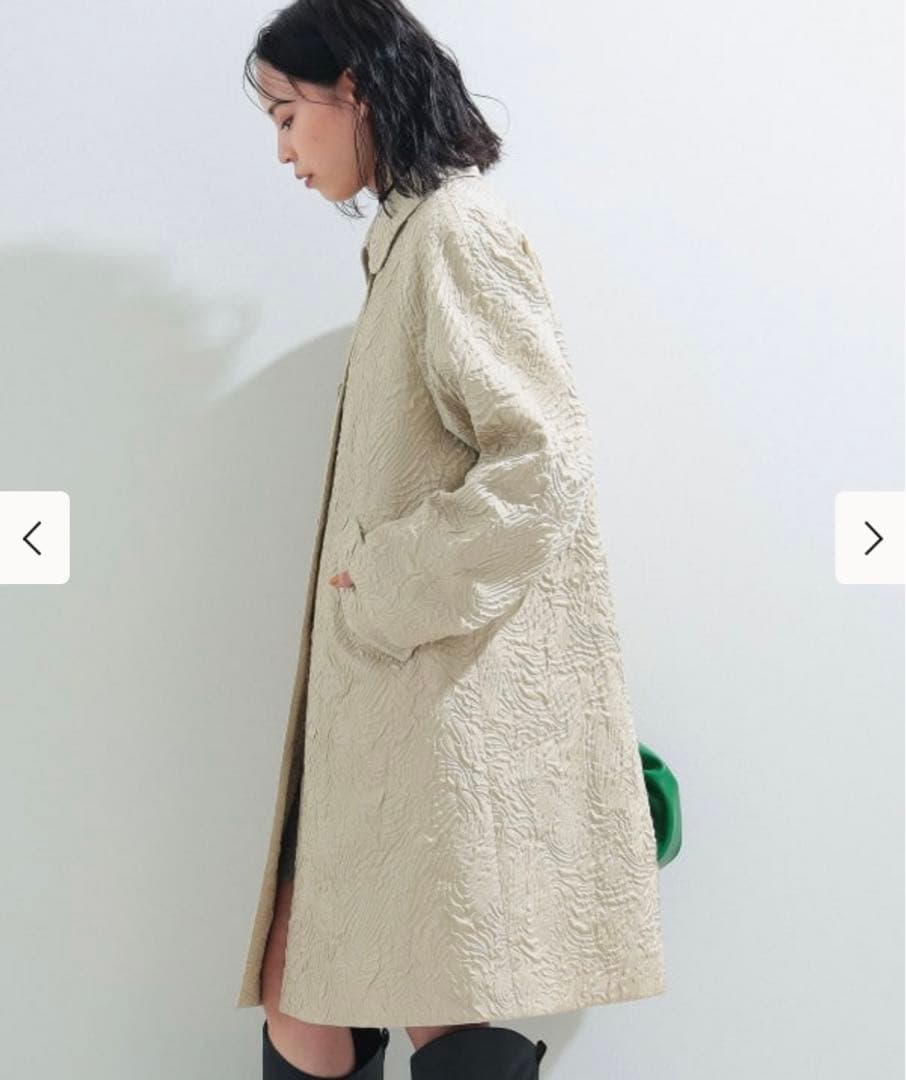 Ray BEAMS / フクレ ジャカード ステンカラーコート