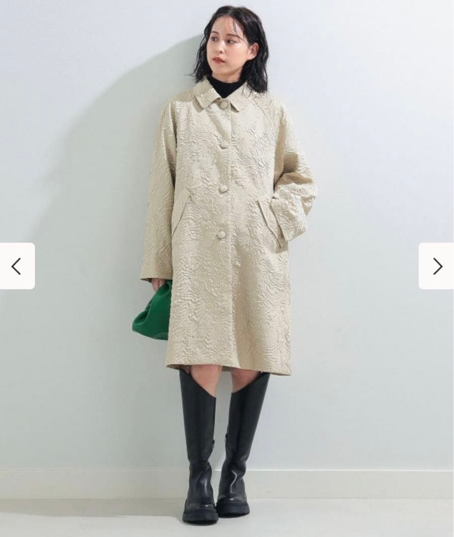 Ray BEAMS / フクレ ジャカード ステンカラーコート