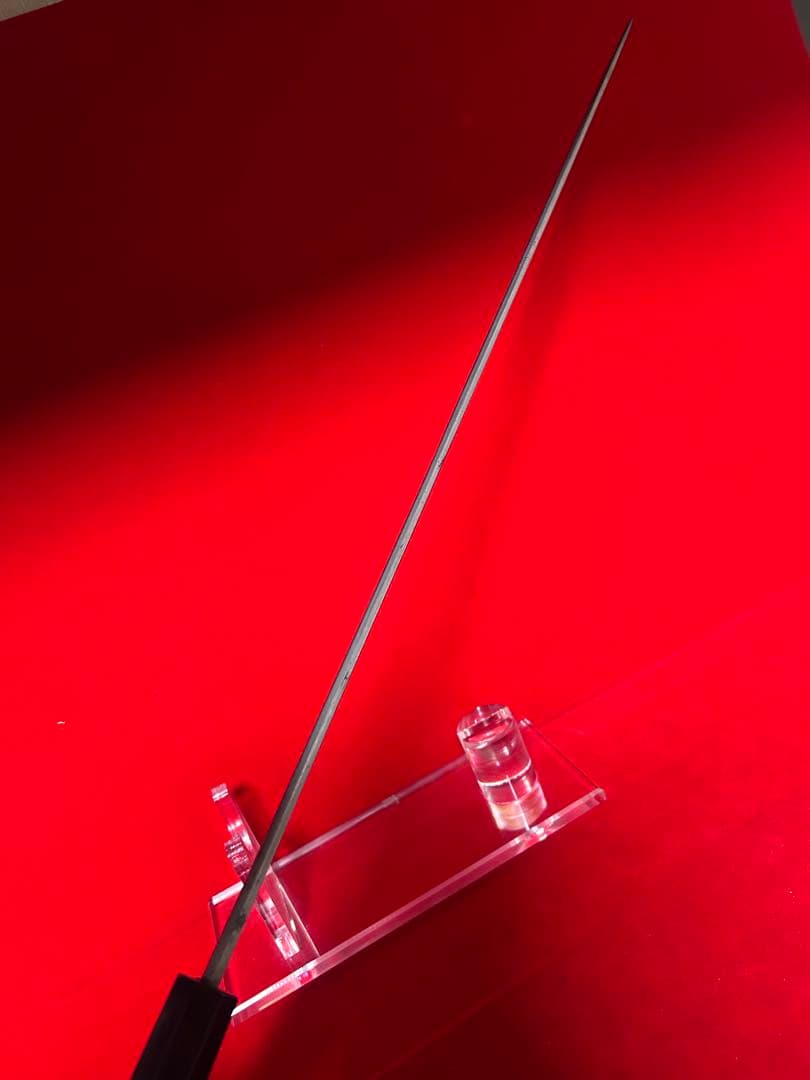 01566 包丁　マグロ包丁　鬼反り　刃文綺麗　玉鋼　未使用品