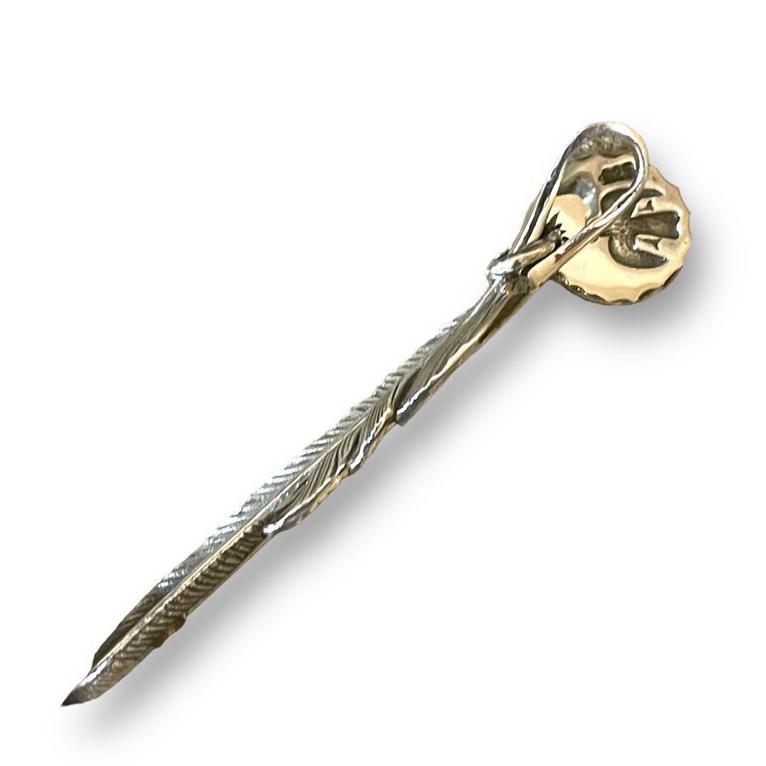 チェーン付き フェザーネックレス シルバー925 特大 燻し銀 インディアン