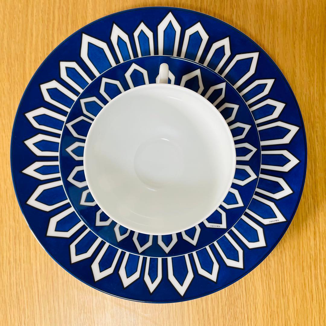 【廃盤　美品】エルメス　ブルーダイユール　ディナープレート　27cm