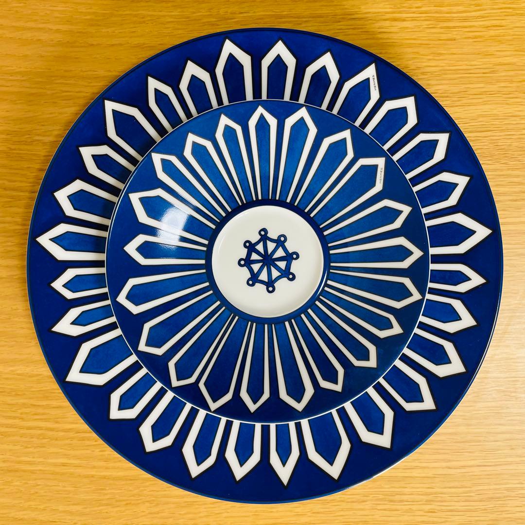 【廃盤　美品】エルメス　ブルーダイユール　ディナープレート　27cm