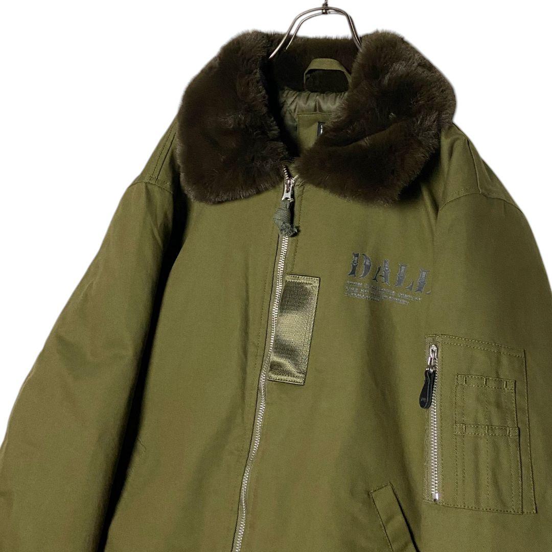 希少 DALL ボンバーフライトジャケット カーキ L 襟ボア肉厚ブルゾン完売品