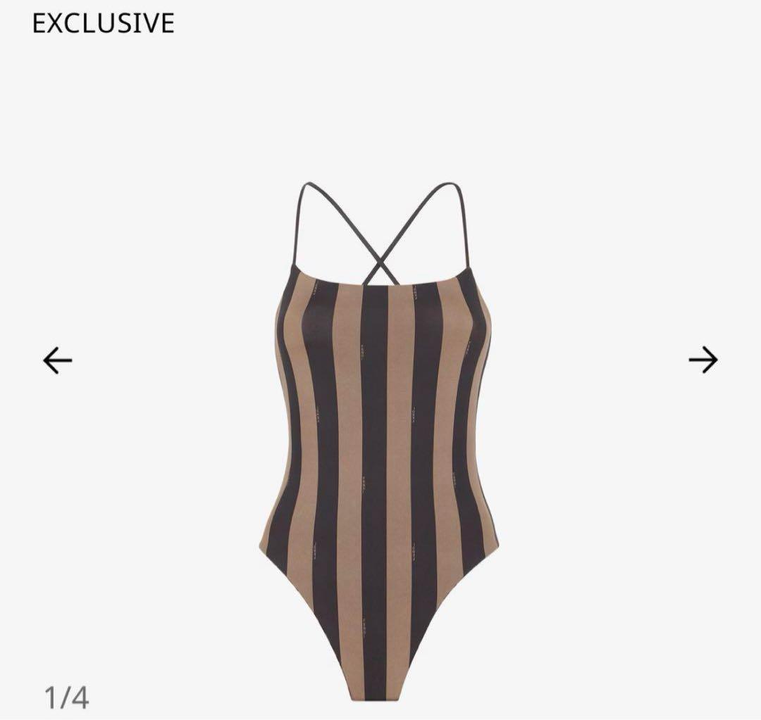 Fendi ワンピース水着 ストライプ・ロゴ