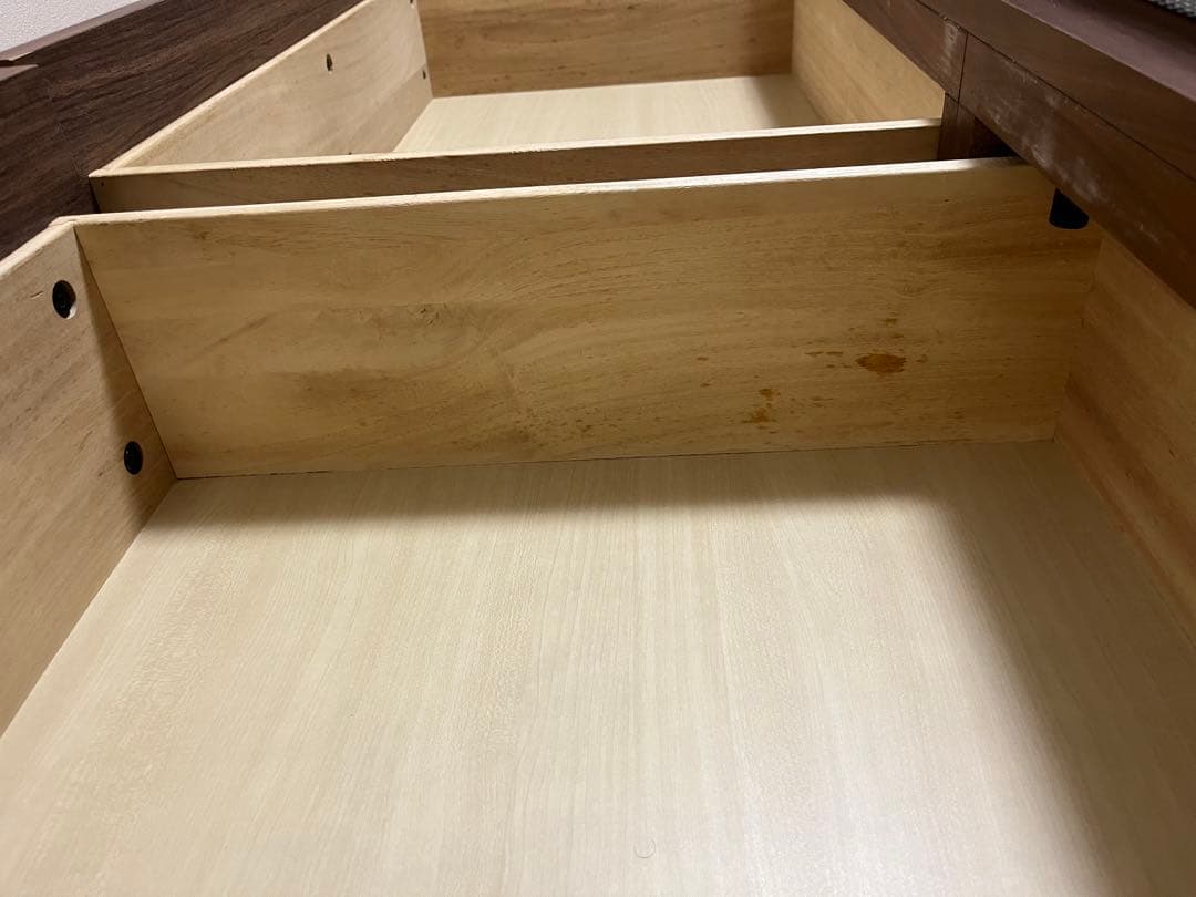 無印良品　ダブルベットフレーム　ヘッドボード付　マット下収納/引き出し収納あり