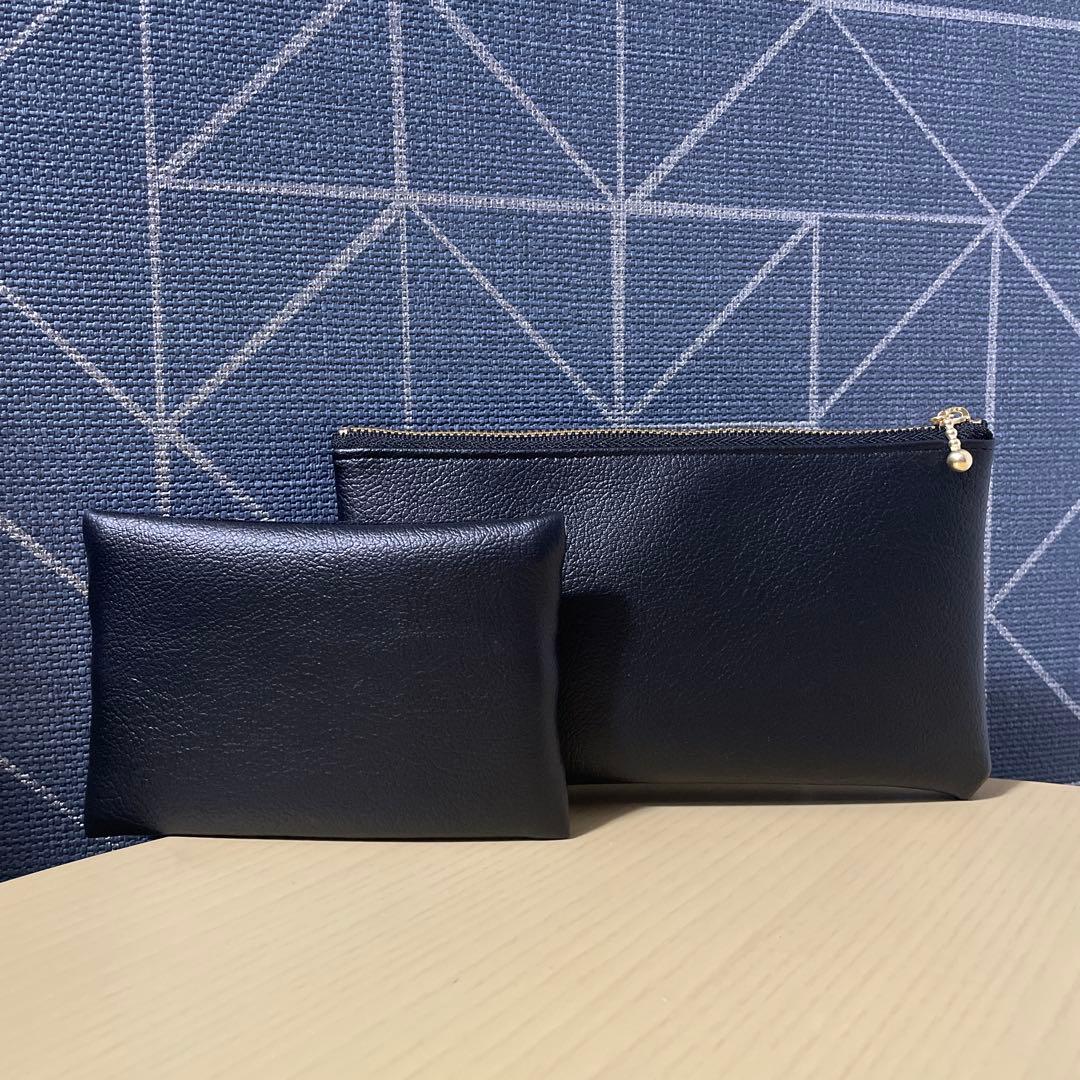 ハンドメイド☆少し大きいフラットポーチ・ポケットティッシュケース2点セット