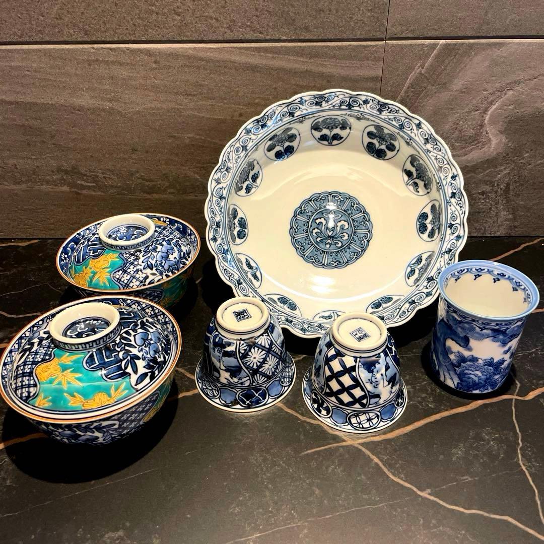 未使用　三川内焼 平戸松山 手描き 祥瑞蓋付 小丼碗 セット