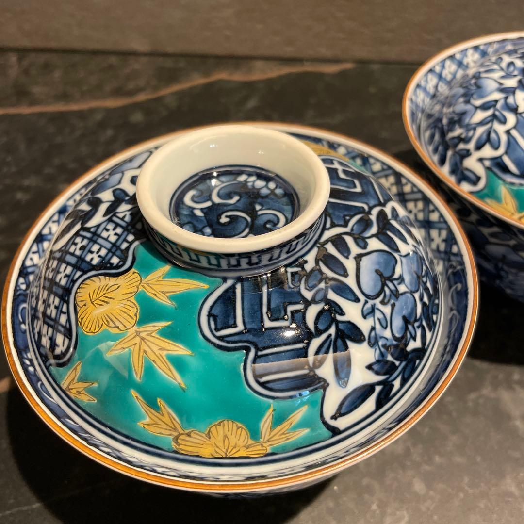 未使用　三川内焼 平戸松山 手描き 祥瑞蓋付 小丼碗 セット