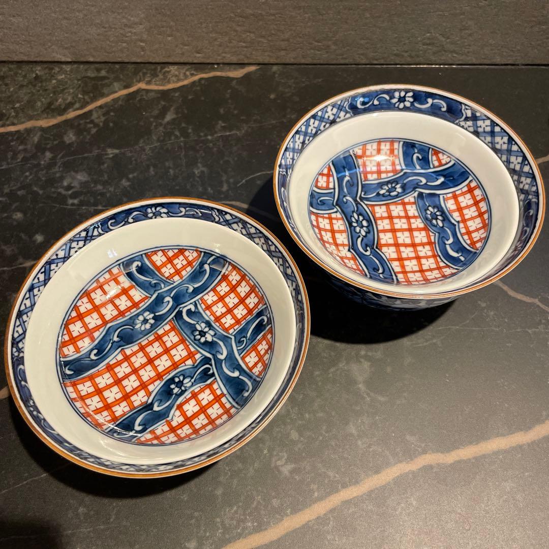 未使用　三川内焼 平戸松山 手描き 祥瑞蓋付 小丼碗 セット