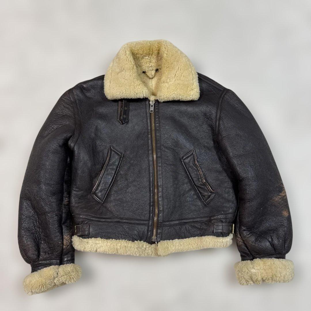 80sビンテージ！レザー フライトジャケット B3 M L