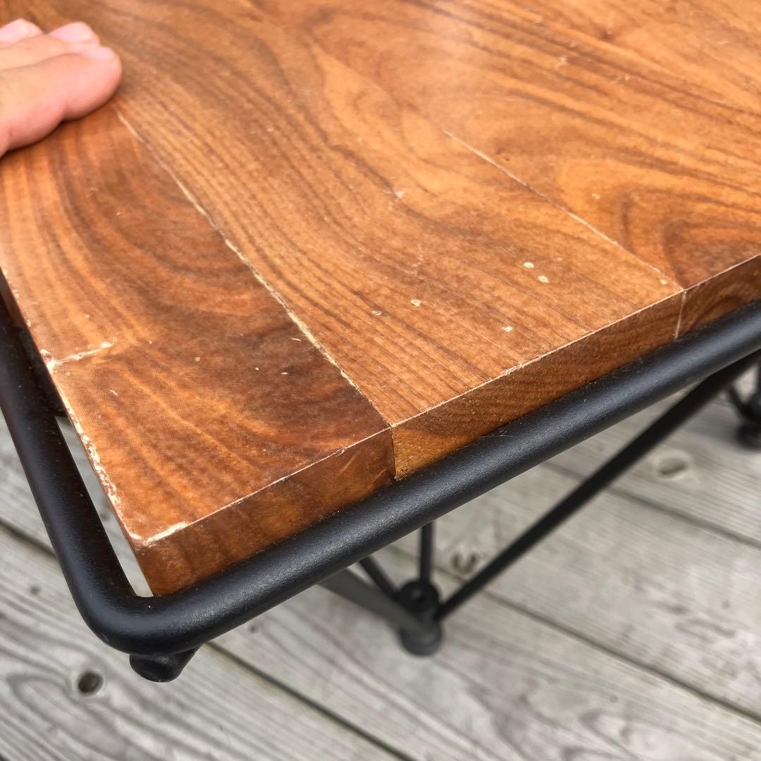 北欧レトロ インダストリアル アイアンフレーム 無垢材 木製ローテーブル 鉄製