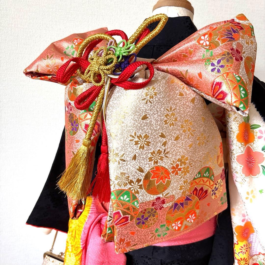 七五三　正絹　着物セット　７歳　部分絞り