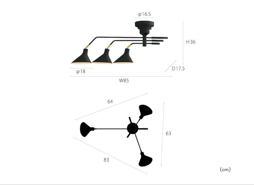 Ronne シーリングライト マットブラックゴールド