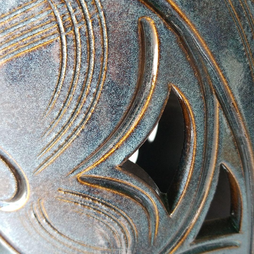 お値下げしました⤵信楽焼傘立て  大容量‼️寸胴型唐草彫 高さ４６cm