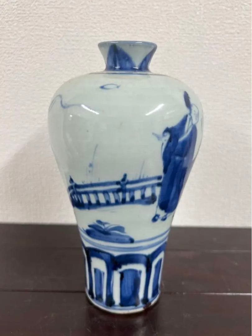 中国古美術　清時代染付人物梅瓶 /西X-004