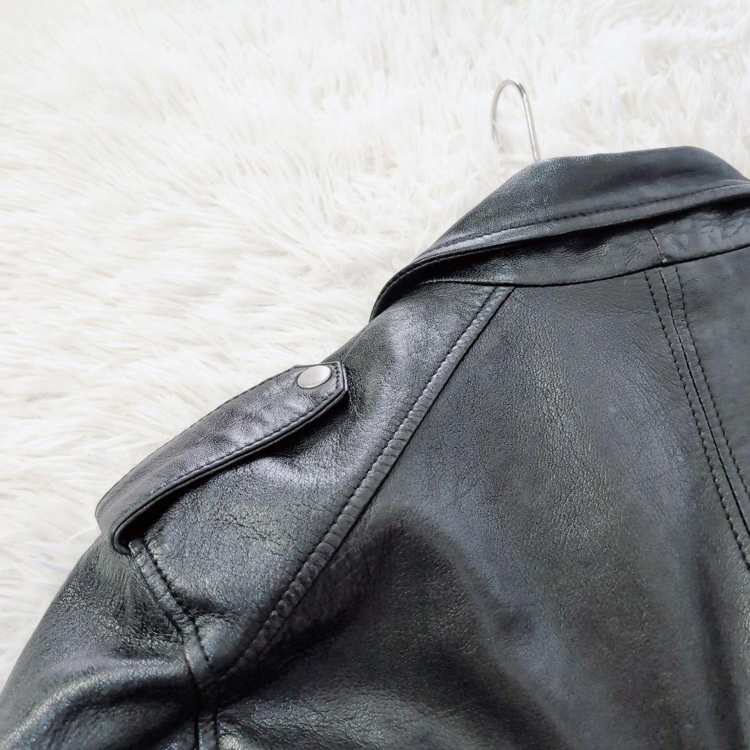 【美品】ZARA　ザラ　ダブルライダース　本革　特大　XL　黒　シープレザー