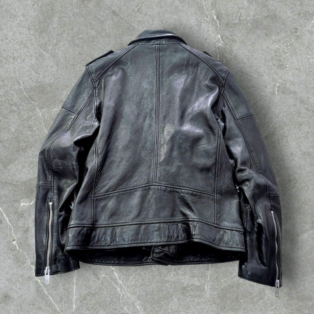 【美品】ZARA　ザラ　ダブルライダース　本革　特大　XL　黒　シープレザー