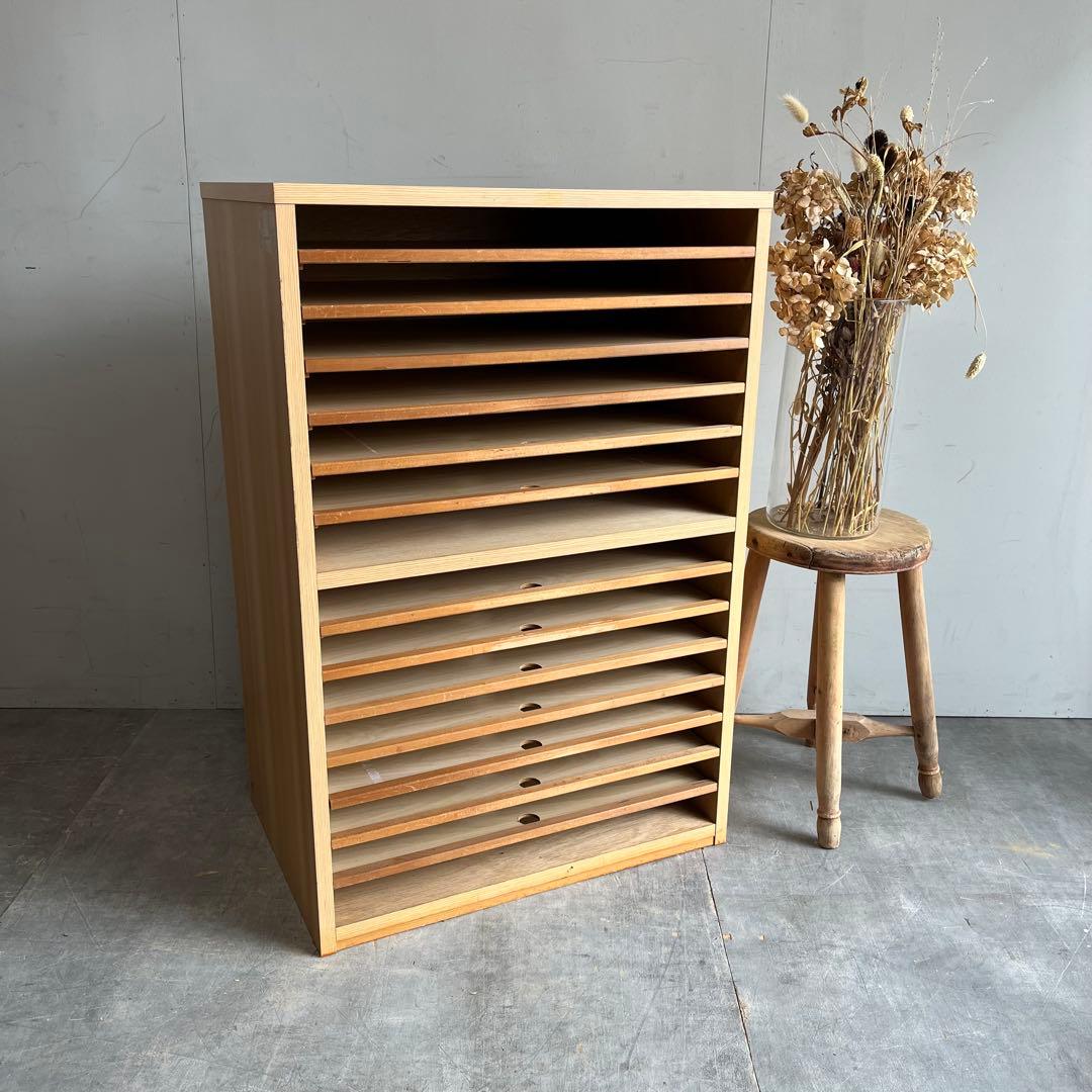 ヴィンテージ 木製 書類棚 カルテ棚 仕切り棚 レトロ