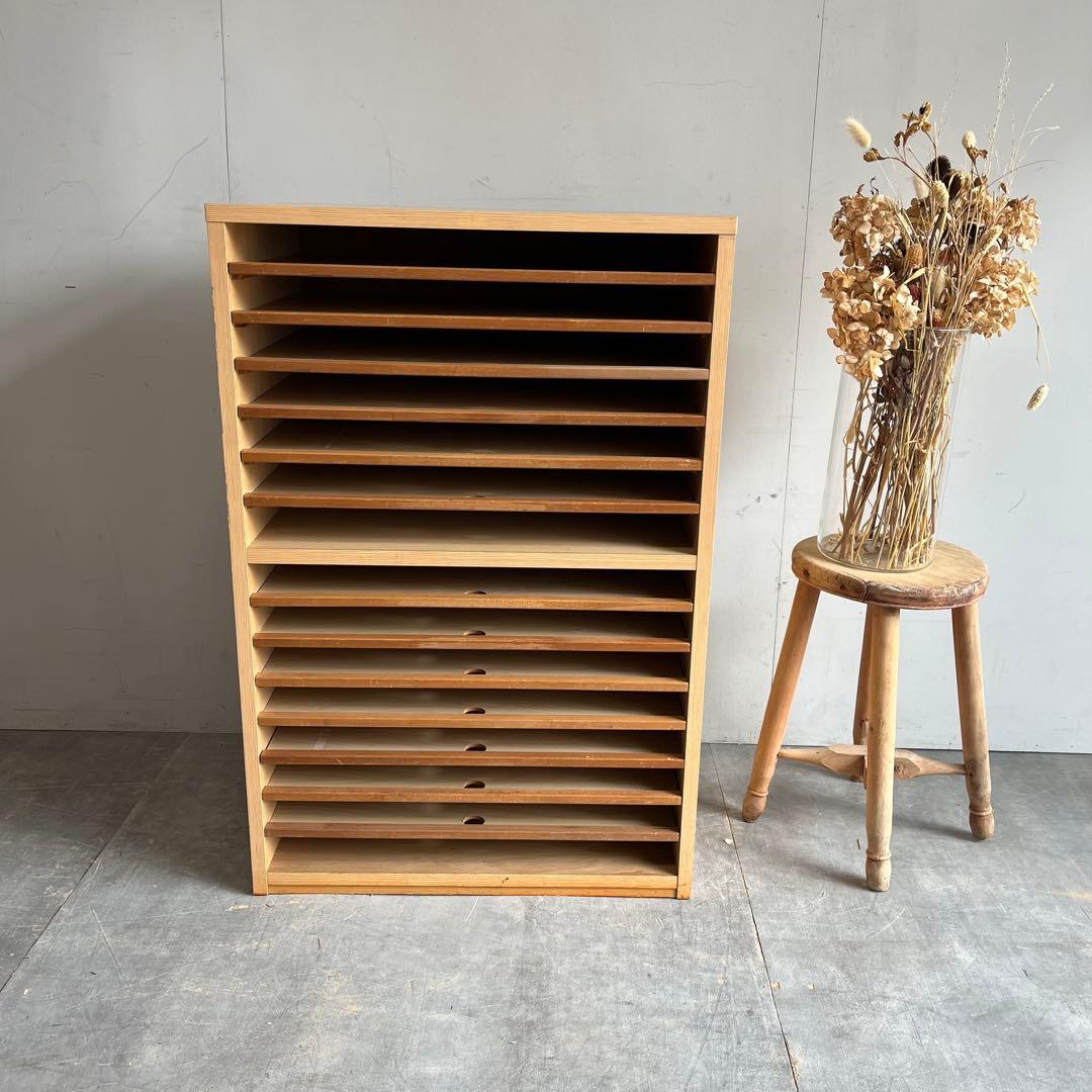 ヴィンテージ 木製 書類棚 カルテ棚 仕切り棚 レトロ